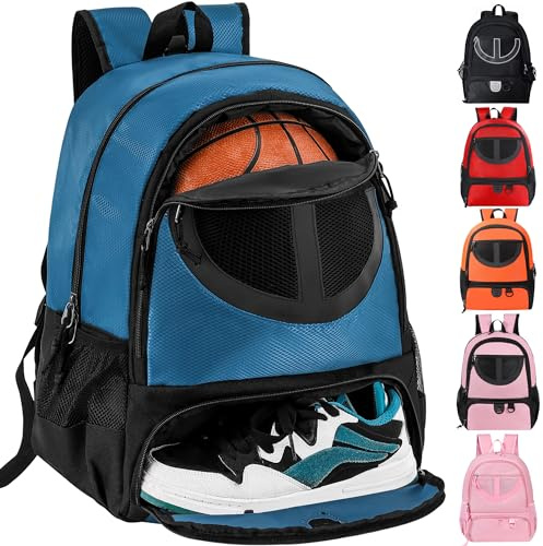 TRAILKICKER Basketballtasche aus Netzstoff, für Sport, Volleyball, Fußball, mit Ball- und Schuhfach, für Jungen, Mädchen, Herren, Damen, Ballausrüstung, Tasche, alle Sportstätten, Tk8blue,