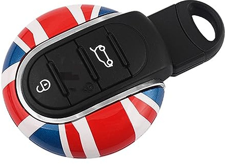 Key Fob Cover Case Compatible with Mini Cooper 2014-2023 F-Series, Smart Remote Key Shell for Mini F54 F55 F56 F57 F60 Clubman Countryman Hatchback PJ00 (Red Union Jack)