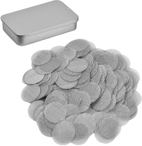 Azonelife 200 Pcs Stainless Steel Metal Pipe Screen Filters 15mm(0.6 in) Pipe Screens Smoking Pipe Screen Filters Mesh Gauze Screens Smoking Pipe Bowl Screens with Storage Box