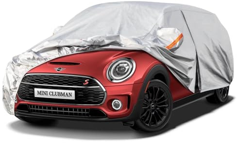 Kayme Autoplane Wasserdicht Atmungsaktiv für Mini Clubman (2010-2025), 6 Schichten Vollgarage Autoabdeckung für Regen Sonne Staub Schutz Verkratzt, Autoabdeckung mit Reflektierenden Streifen.