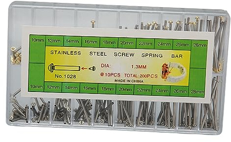 Tubo de Tornillo de Reloj de 200 Piezas, Barras de Presión de Correa de Fricción de Pasador de Reloj de Acero Inoxidable, Varilla de Conexión de Correa de Reloj de 10 mm A 28 mm Herramientas de Repara
