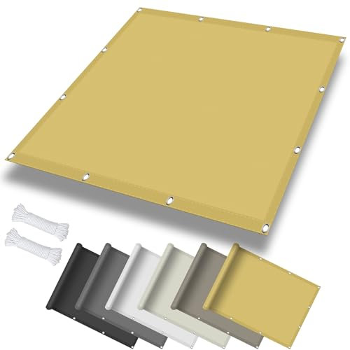 Vela Ombreggiante 1.7 x 5.8 m Impermeabile, Rettangolare Panno Ombreggiante con Occhielli e Fune per Esterno, Giardino e Terrazza, Color Crema