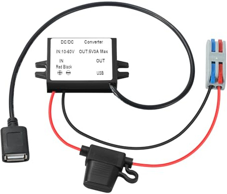 MZHOU DC 12V/24V/36V/48V Converter 5V 3A Max 15W USB A Voltage Regulator, DC 10V-60V to USB-A female Buck Module Step-down Transformer with Fuse for Monitor, Stereo System.