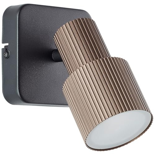 Lightbox LED Wandlampe 1 flammig | Wand-Strahler mit schwenkbarem Spot | Lampe für Wohnzimmer oder Schlafzimmer (innen) | (1 x GU10 Fassung, 350 lm) aus Aluminium in Schwarz/Bronzefarben