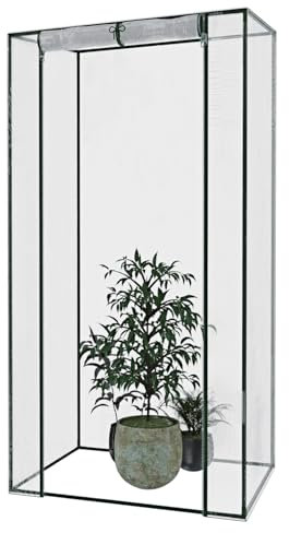 Serra Per Orto Giardino Terrazzo Balcone Senza Ripiani Struttura Metallo Verniciato Telo Trasparente In PVC Porta Avvolgibile Apertura A Cerniera Protezione Piante Giardinaggio 140 x 140 x 195 Cm