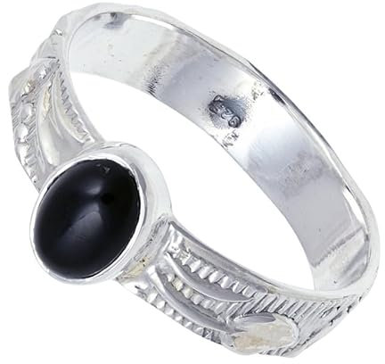 JEWELSTREZORO Onyx Edelstein Bandring 925 Sterling Silber Ring Herren & Damen Bandring Geschenkartikel Handgefertigter Schmuck TSR117M_72 (22.9)