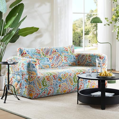 510 DESIGN Inflatable Couch Air Sofa - Blow Up Chair Portable with Handle & Tie-Down Loops, Weatherproof & Water Repellent Indoor/Outdoor Sofa for Patio, Camping, Pool, 67 Lx33 Wx28 D Multi