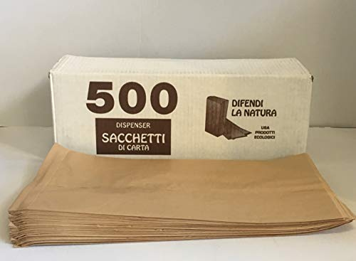 50/100/500 Sacchetti di Carta Marrone 25x50 cm Sacchetto in Carta Kraft Avana per Alimenti Pane Dolci DOLCIUMI Articoli da Forno ORTOFRUTTA (50)
