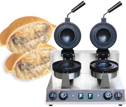 HCAUYNN Temperature Controlled Bread Hamburger Press Machine,Commercial Burger Maker,Independent Control Panel,180° Rotatable Baking Pan,220V-doublehead