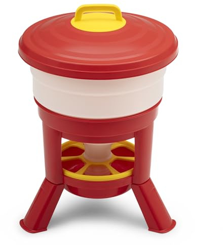 Agrarzone Hühner Futterspender 30 L Metall Futterautomat Geflügel | Futterautomat, Füße, Fressgitter, robust, Geflügel