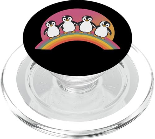 Entzückende Pinguine auf Regenbogenbrücke, Retro-Design PopSockets PopGrip für MagSafe