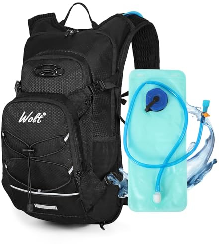 WOLT Hinkg Backpack with 2L Water Bladder, Water Backpack for Men Women, Hydration Pack for Running, Cycling, Biking, Climbing (Black)