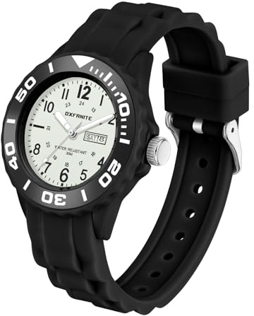 OXFANITE Waterproof Nurse Watch for Medical Professionals,Students, Women, Military Time Easy to Read Dial, 24 Hour with Second Hand, Soft and Breathable Silicone Band 9002 Black