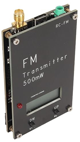 Frecuencia Ajustable del Transmisor FM con Pantalla LCD, Rango de Trabajo 76‑108MHz 500MW USB Tipo C Port 2000m Rango para la Recepción de Radio