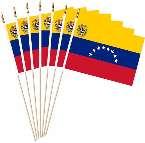 LUSEOAN Paquete de 20 banderas venezolanas pequeñas de mano en miniatura de Venezuela, 5 x 8 pulgadas