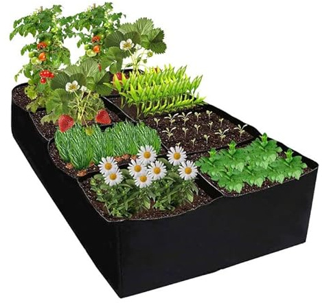 Sacchi per Piante, Orto da Terrazzo 8 Plaids, Fioriera da Giardino Traspirante, Borsa per Piante di Piantagione, Grow Bag per Pian per Balconi, Giardino, Cortile, per Piantare Verdure, Frutta