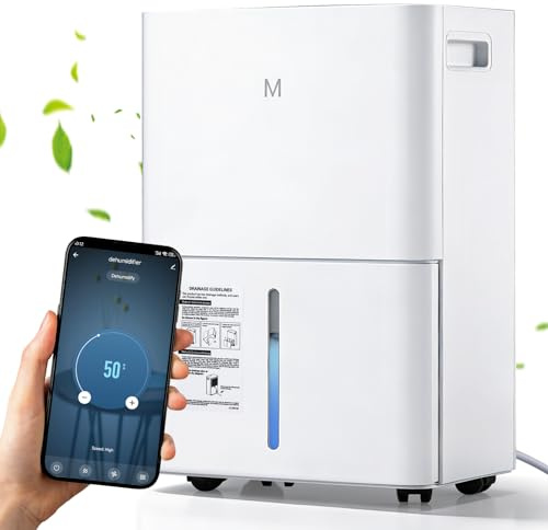 Mxmoonant Deumidificatore 15L/D App & Pannello di controllo intelligente dell'umidità, timer 24 ore, 3 modalità, con tubo di scarico e serbatoio, per casa e cantina