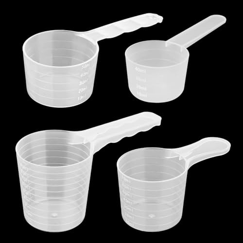 4 Stück Transparent Messlöffel - Dosierhilfe Waschpulver Dosier-Löffel 40ml, 50ml, 70ml,100ml, Waschmittel Dosierhilfe, Kunststoff Measuring Spoons für Mehl, Küchenbedarf