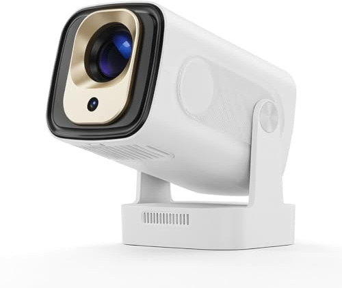 Projecteur 4K Android 11, Natif 1920 * 1080P, 330 ANSI, Mise au Point Automatique, WiFi 6, Bluetooth 5.4, Assistant Vocal, Portable, Compact, Rotation 180°, Haut-Parleur 5W, HDMI