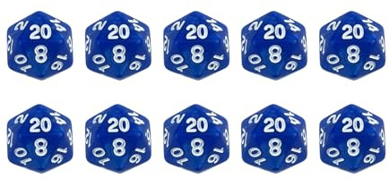 D20 - Lote de 10 dados poliédricos para juegos de mesa DND RPG (azul)