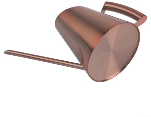 Oniissy Regadera de acero inoxidable con boquilla larga para plantas de interior y exterior con diseño moderno, construcción resistente al óxido para un riego preciso de flores y (900 ml de cobre)