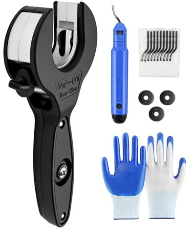 Juego de cortatubos de trinquete, cortador de tubos de acero inoxidable, cortador de tubos de PVC con 1 par de guantes, 3 cuchillas, 10 accesorios de corte para tubos de acero inoxidable y cobre de 8