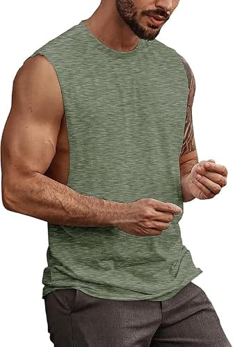 Runcati Mäns tanktopp ärmlös muskelskjorta sommar bomull undertröja sport fitness bodybuilding skjortor normal passform andningsaktiv träning armhålor skjortor