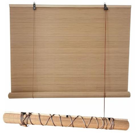 Bambusrollo Outdoor Wetterfest Für Fenster 45 60 80 100 120 140 150 160 180cm Breit Sichtschutz Bambus Rollo Atmungsaktives Raffrollo Jalousin Mit Lifter Schilf Vorhang Für Pergola Balkon