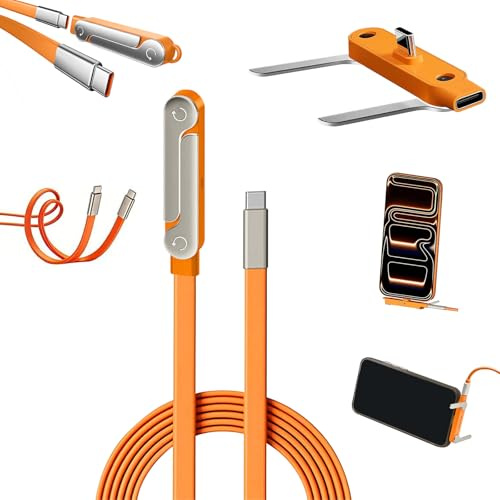 ZVD Caricabatterie Super Veloce 240W con Supporto Girevole a 360°, Porta Cavi da Viaggio, Supporto Cellulare, Creative Cables,Ufficio, Auto e Viaggi, Supporto per Cellulare (Grigio-Arancio)