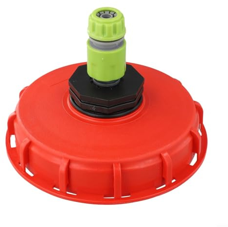 Chroavel Kunststoff-IBC für Tankdeckelstopfen-Adapter mit 12 mm Wasseranschluss, für orangefarbene Kappenabdeckung, Regenspeicher, Gartenbewässerungssysteme und Rohrverbindungen