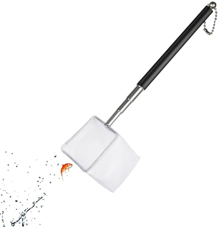 6.5CM Mini Épuisette Aquarium, Manche Extensible en Acier Inoxydable Arrées | Mailles Fines Carrées avec pour Aquariums Petits Bassins(Longueur Maximale Jusqu'à 38.5 cm）