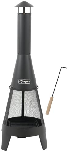 BBQ-Toro Poêle de terrasse avec pare-étincelles, grille de feu et tisonnier | 35,5 x 35 x 112 cm | Cheminée de jardin en acier | Four de jardin d'extérieur | Panier à feu | Poêle à bois source de