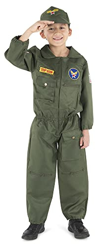 Dress Up America Top Gun Costume - Air Force Fighter Pilot Costume - WW2 Fighter Pilot Dress Up for Boys and Girls