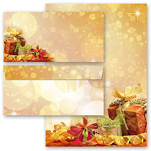 Briefpapier Set, 20 tlg. Weihnachten, WEIHNACHTSGESCHENKE 10 Blatt Briefpapier + 10 passende Briefumschläge DIN LANG ohne Fenster | Paper-Media