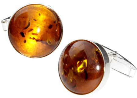 Ostsee-Schmuck Herren-Manschettenknopf 925/000 Sterlingsilber mit Bernstein 001 253002 0100