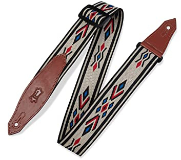 Levy's Leathers 2 tum polypropen/jacquardvävd gitarrrem med läderändar (MSSN80-MLT)