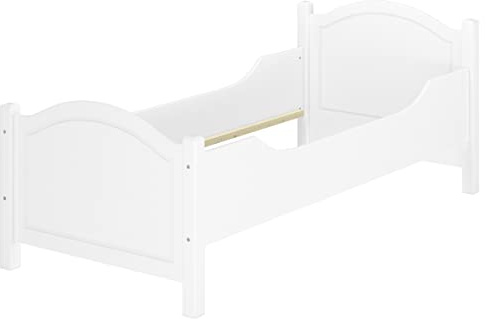 Erst-Holz®Hohes Einzelbett Massivholz Weiß Bettgestell 90 x 200