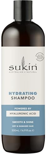 Sukin Hydrating Shampoo 500ml - moisturises scalp and repairs dry and damaged hair, adds shine and tames frizz - with Coconut Oil & Shea Butter; cruelty free & vegan friendly.