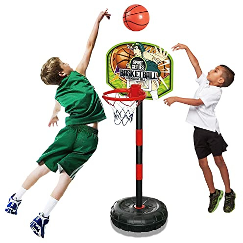 Koolbitz Adjustable Backboard Hoop and Stand Kit with Ball Pump for Kids Junior | Indoor Outdoor Fun Toys Activities For 3 years older Boys & Girls |Toddler Baby Sports (130CM)