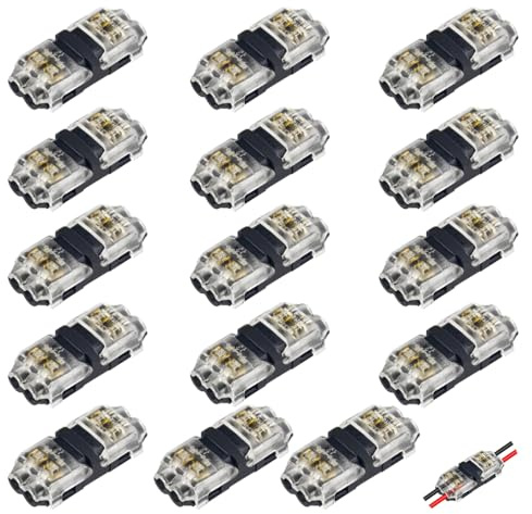 WMYCONGCONG 15 STÜCKE Niederspannungs-Kabelverbinder, schneller lötfreier Kabelspleißverbinder, kein Abisolieren, LED-Kabelverbinder, passend für Litzen- und Massivkabel mit 18–22 AWG (I-Typ 2-Wege)