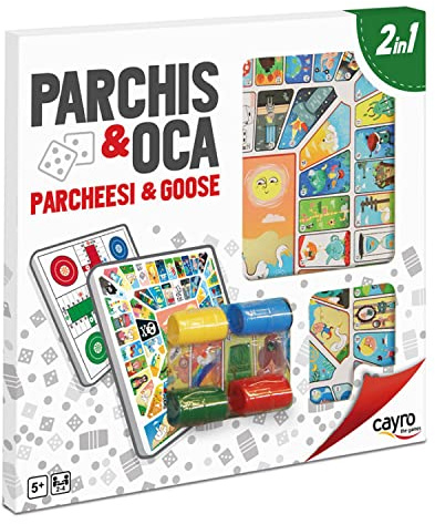 Cayro - Parcheesi und Gänsebrett 2 in 1 - Familienbrettspiel - Traditionelles Spiel - Langlebig und leicht zu transportieren - Spielspaß garantiert