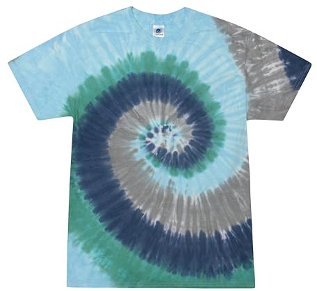 Colortone 100% Cotton Reactive Tie Dye T-Shirt for Women and Men, Large, Earth