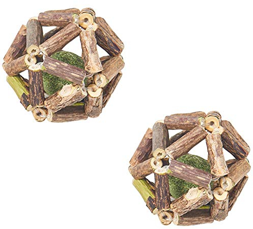 2 Stück Spielzeug mit Katzenminze, Zähne Knirschen Kauen Katzenminze Spielzeug für Katze, Naturholz Rollen Ball, Katze Interaktive Spielzeug, Steigerung des Appetits und Reinigung des Mundes