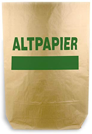 Hypafol Bio Papier Müllbeutel 50 Stück | abbaubare braune Biomüllbeutel für kompostierbare &biologische Abfälle & Papier | ohne Plastik | 2-lagig, Tüten mit 120 L | 700x950+220 mm, Aufdruck Altpapier