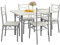 Casaria® Ensemble Table à Manger avec 4 chaises Blanc Ensemble de Meubles 5 pièces pour Salle à Manger Cuisine en métal laqué MDF