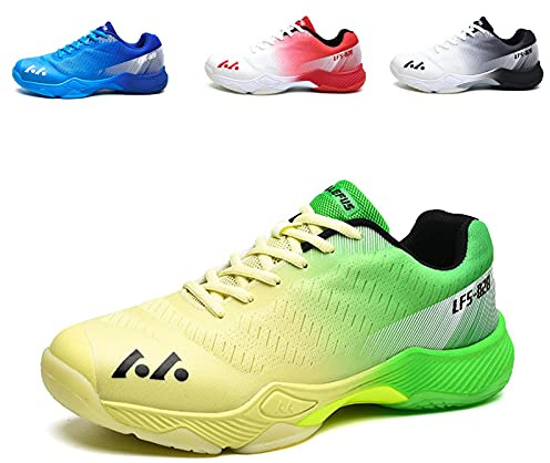 BLBK Scarpe da badminton, scarpe da squash, scarpe da pallavolo unisex, Gradiente di colore giallo e verde, 42 EU