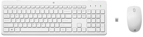 HP 230 Wireless Tastatur und Maus Set – Kabellose 2,4GHz Verbindung, QWERTY Englisch Layout, leise & komfortabel, bis zu 16 Monate Akkulaufzeit, USB-Empfänger – Weiß