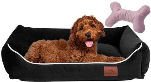 FUUFEE Hundebett S | Hundesofa für Kleine Hunde 60 x 40 cm | Waschbar Hundebett | Abnehmbarer Bezug Mit Reissverschluss Waschbar | Ideal Für Kleine Hunde Und Katzen |Schwarz