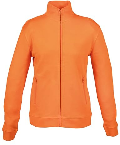 Niscioma Felpa da Lavoro Donna Zip Intera - Felpe Senza Cappuccio Tinta Unita Stampabili, Maglia Tuta Non Felpata Misto Cotone, Collo a Lupetto Zip Corta, Modello Geo