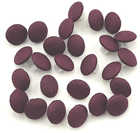 YOOGCORETT 50 Stück Weinrote Knöpfe mit Satin-Stoff überzogen mit Schaft, Vintage-Knöpfe für Kleidung, Nähen, Basteln, Scrapbooking, Dekorationen, Knöpfe und Hochzeitskleid, 10 mm